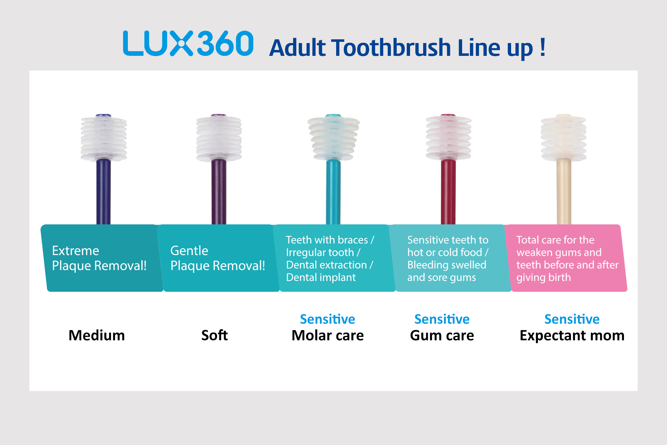 LUX360 Toothbrush line up for Adult