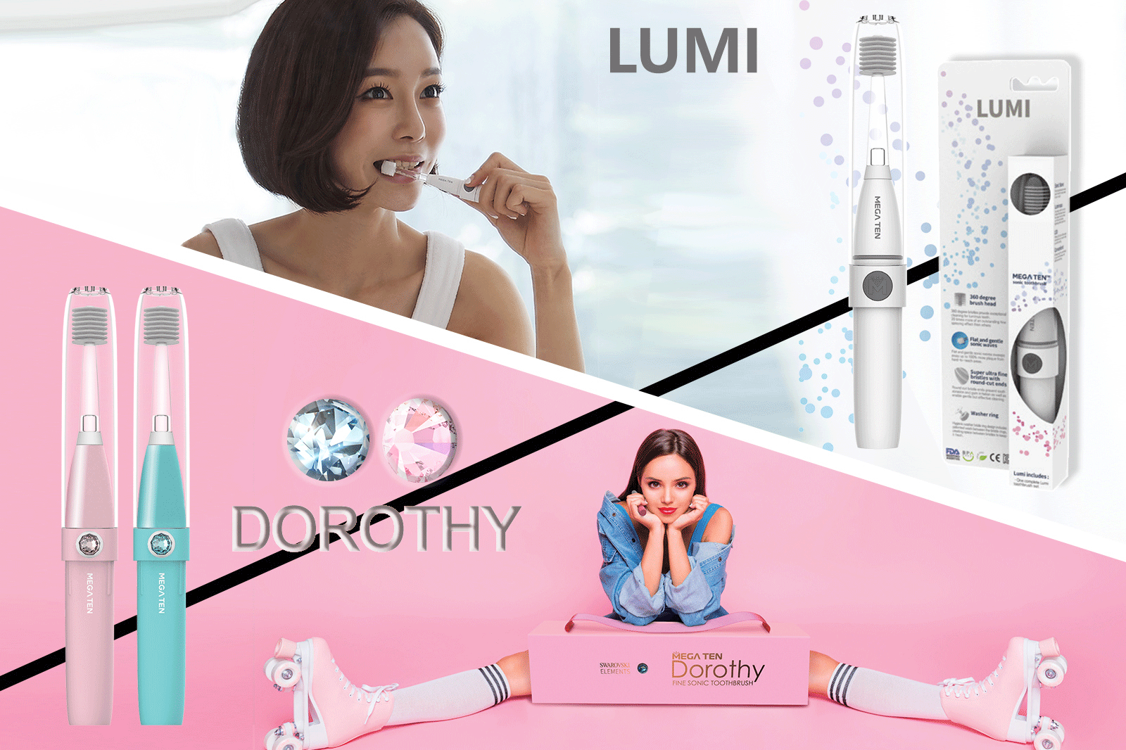 Mega Ten LUMI and Dorothy Junior and Adult Sonic Toothbrush