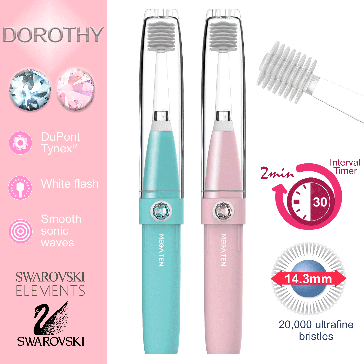 Mega Ten Dorothy Sonic Toothbrush for Junior and Adult