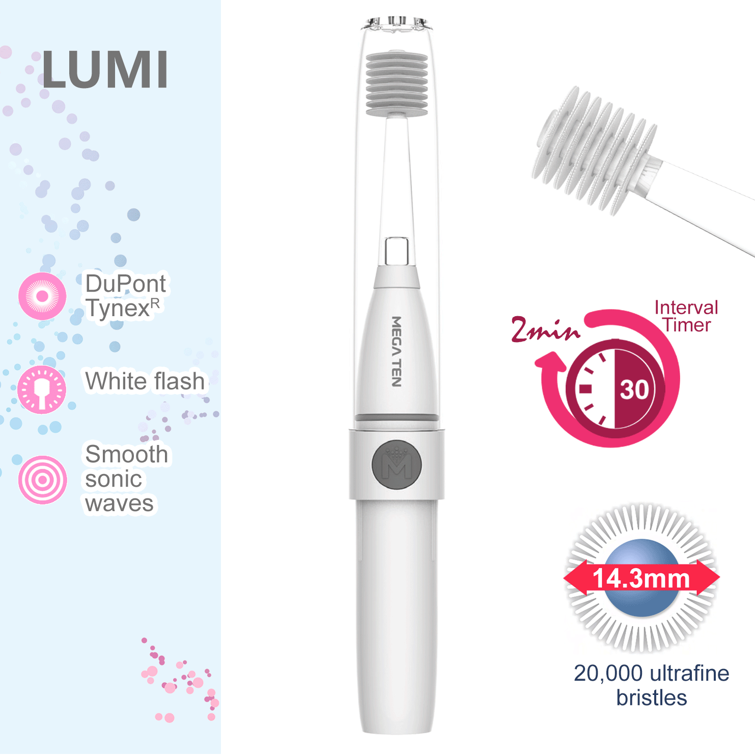 Mega Ten LUMI Sonic Toothbrush for Junior and Adult